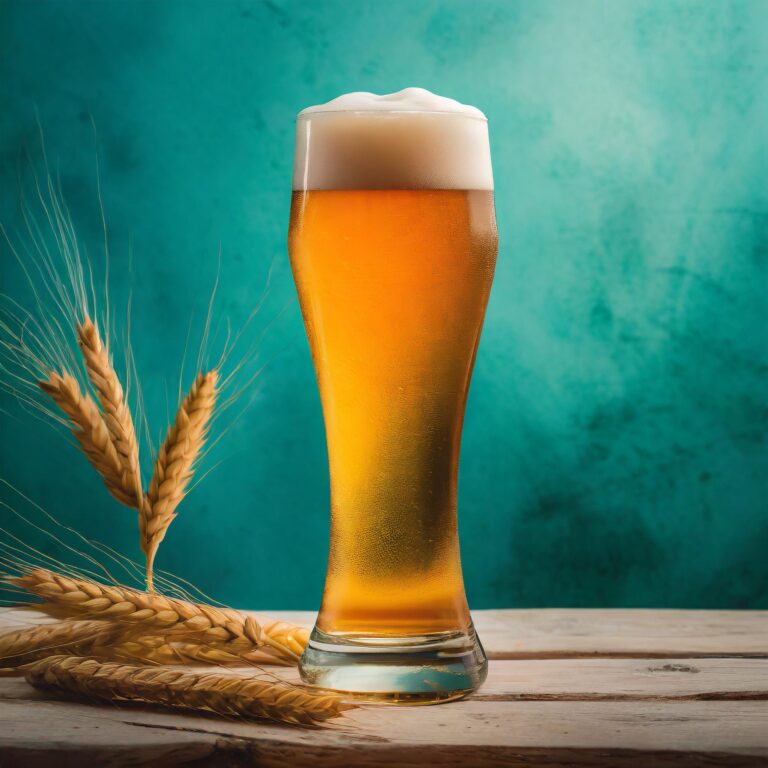 A tall glass of cold "Nonnie" (beer) on an aqua background